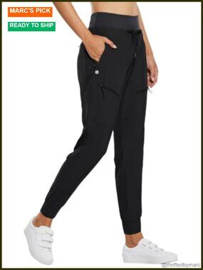 Women's Lightweight Hiking Pants 5 Zippered Pockets UPF 50 Quick Dry Joggers